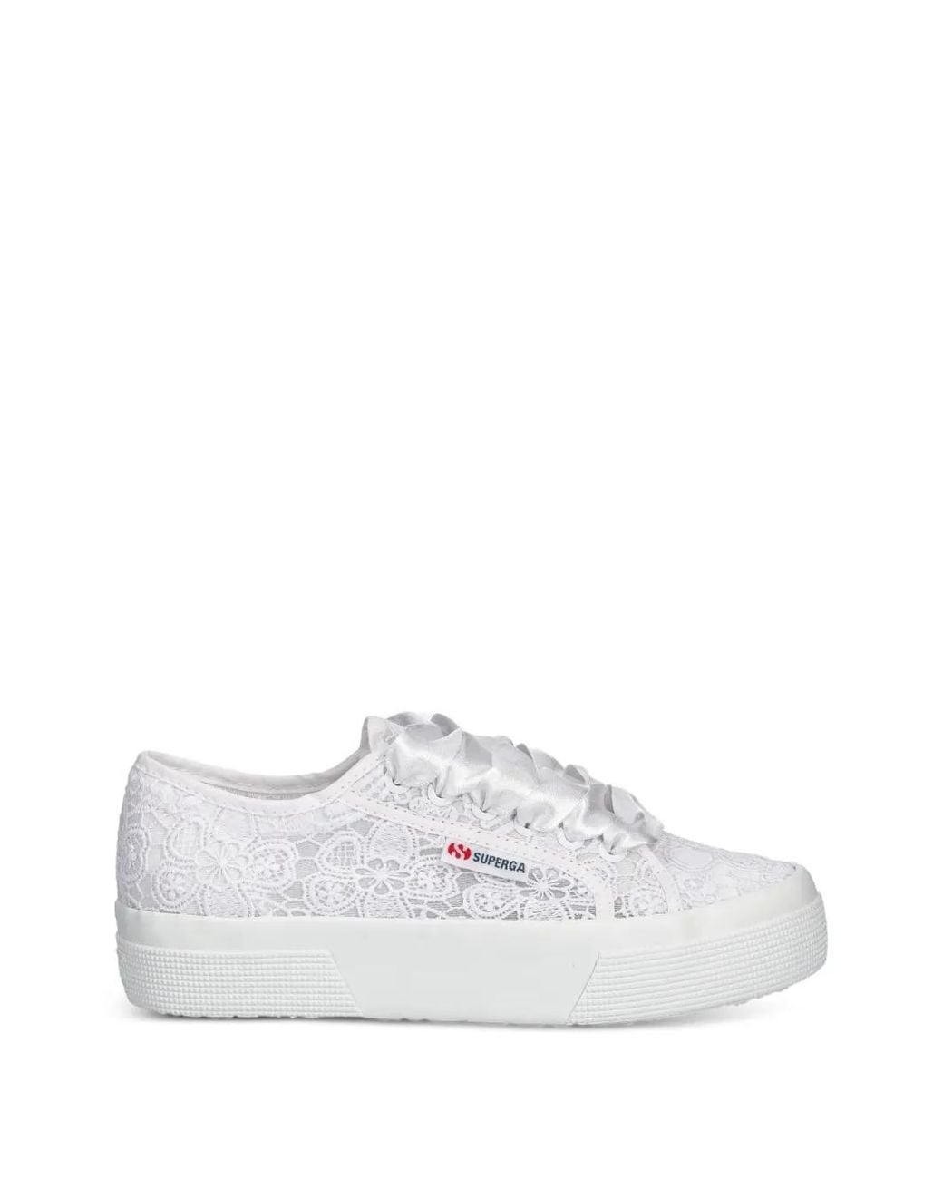 Superga White Lace Platform Sneakers