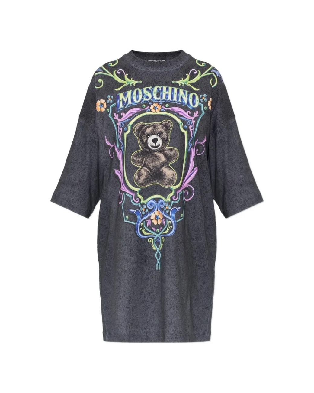 Moschino Blue Teddy Bear Print T-Shirt Dress