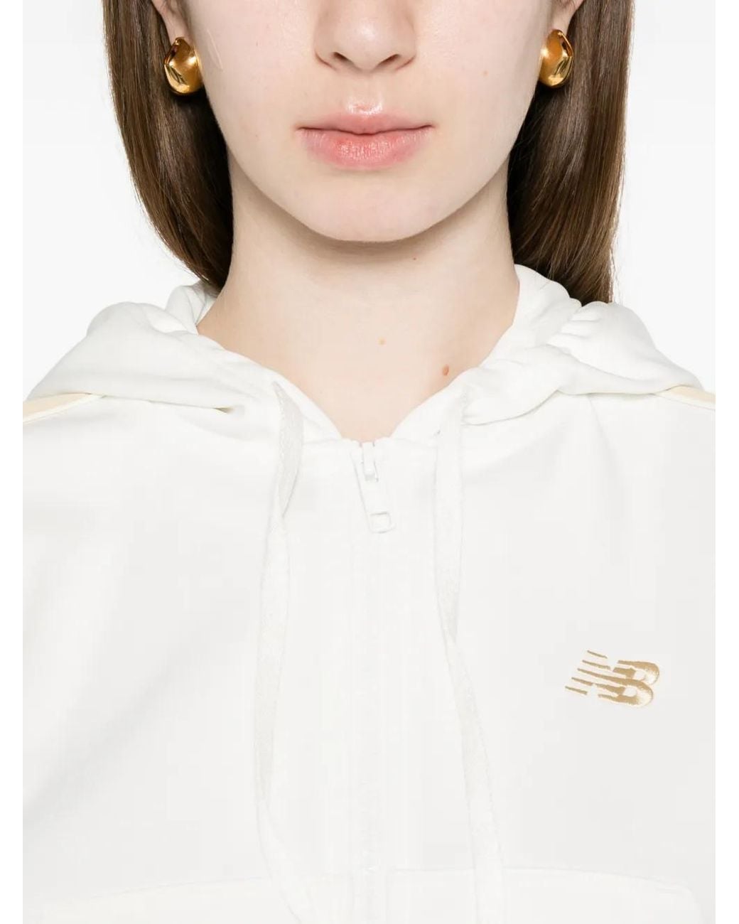 New Balance White Interlock Full Zip