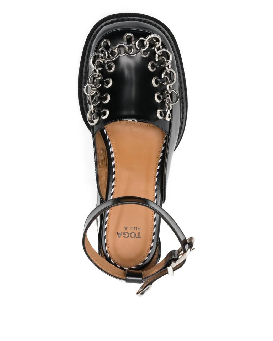 Toga Black 80Mm Chain-Detail Ankle-Strap Pumps