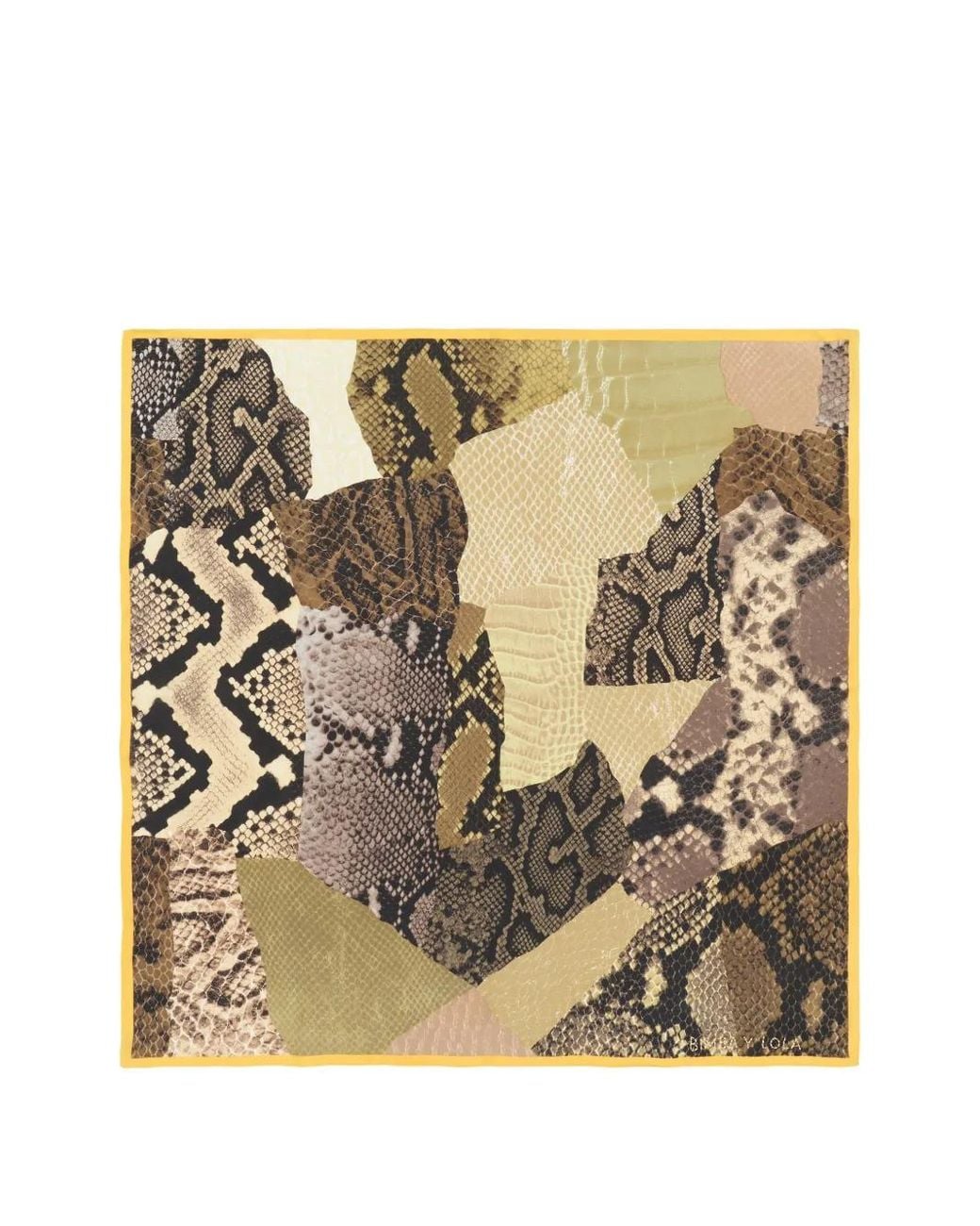 Bimba Y Lola Metallic Khaki Snake-Design Leather-Patchwork Scarf