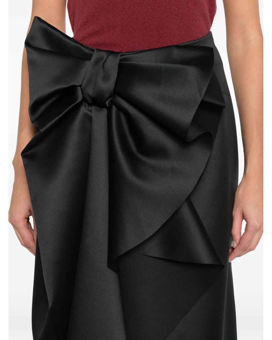 Viktor & Rolf Black Bow-Embellished Midi Skirt