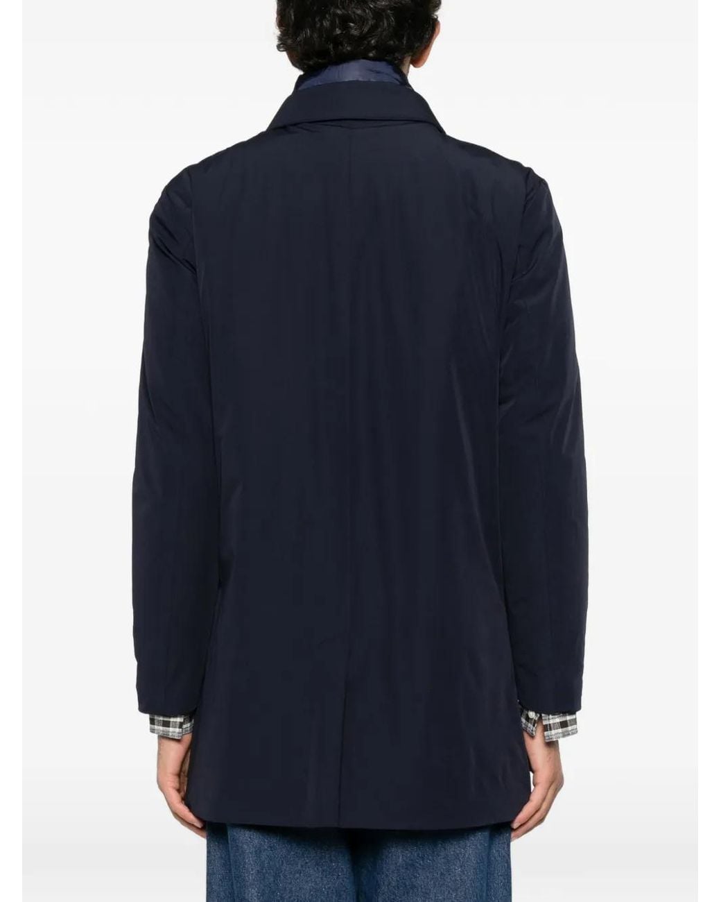 ÉPHÉMÈRE Blue Double-Collar Press-Stud Coat for men