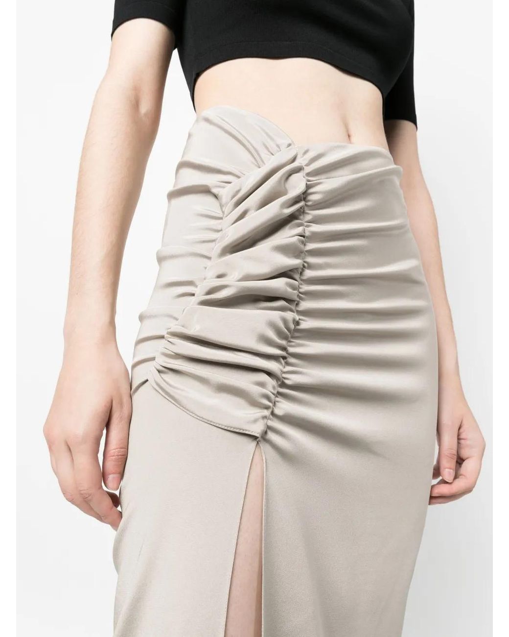 The Mannei White Asymmetric-Design Maxi Skirt