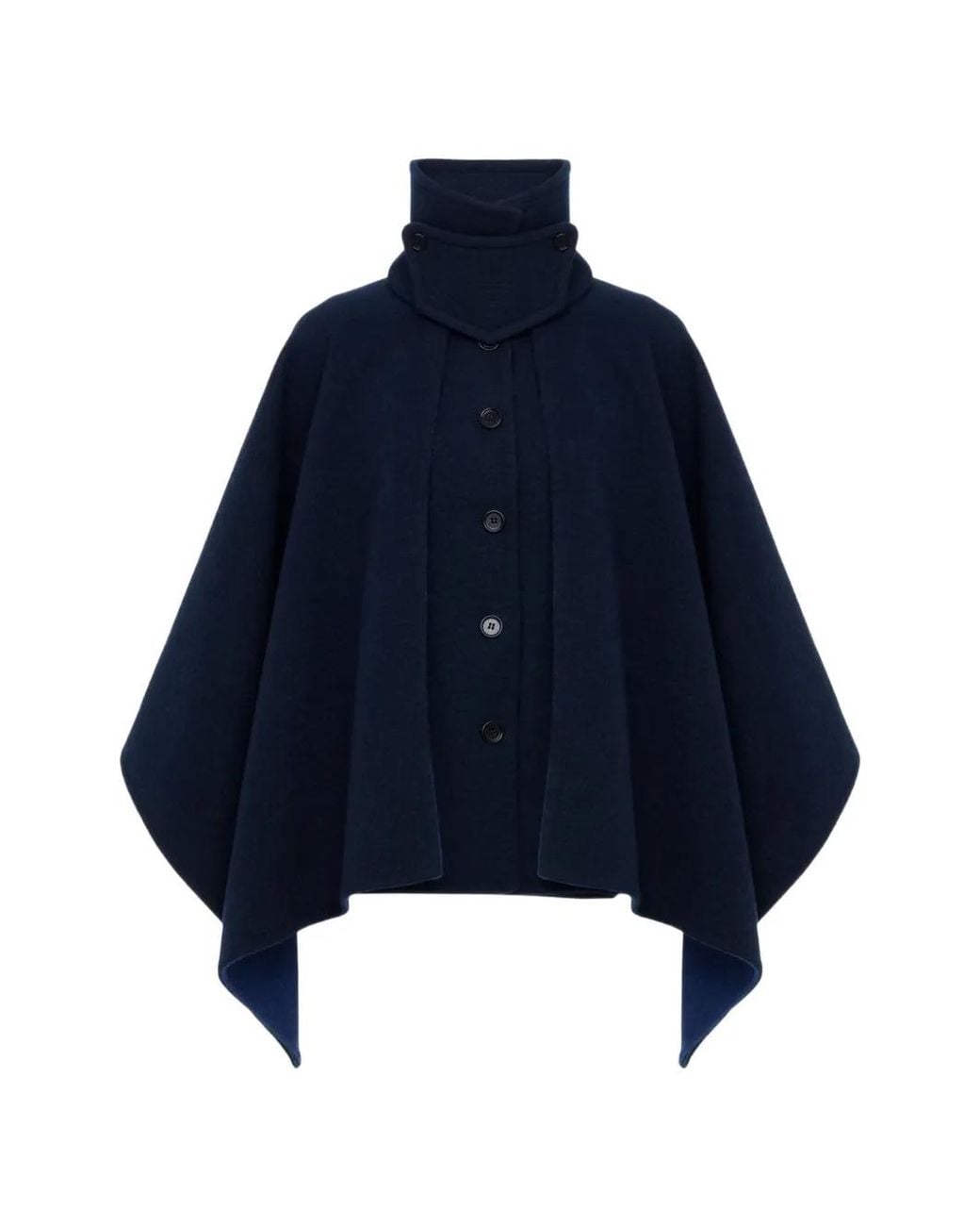 Chloé Blue High-Neck Short Cape Coat