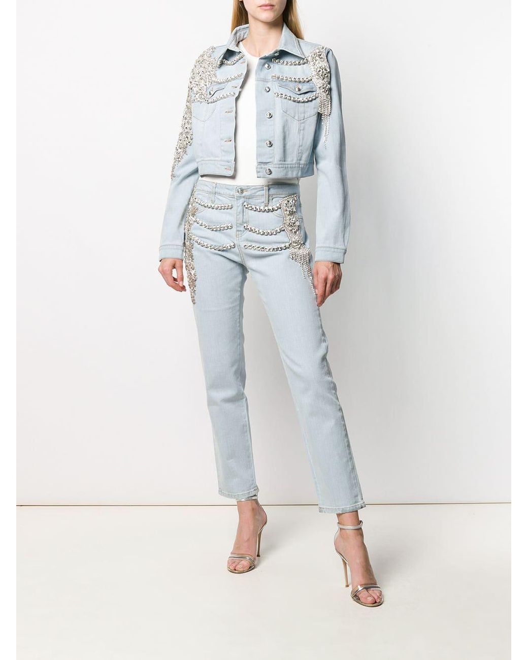 crystal embellished denim jacket