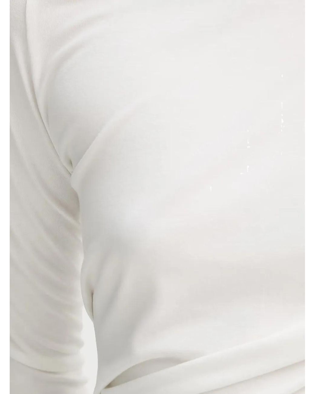 La Mania White Enza Asymmetric Draped Top