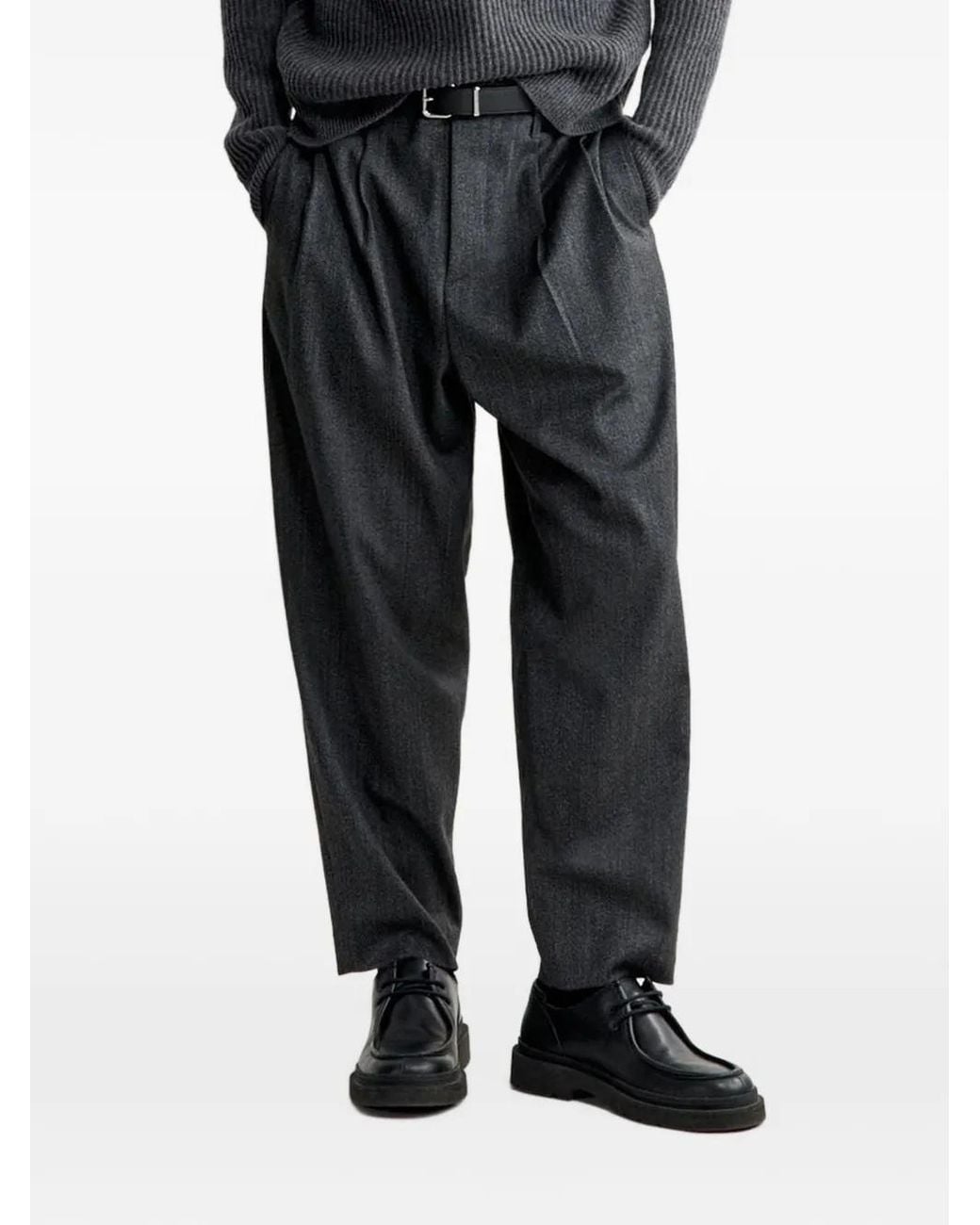 Maison Kitsuné Black Tailored Pleated Trousers for men