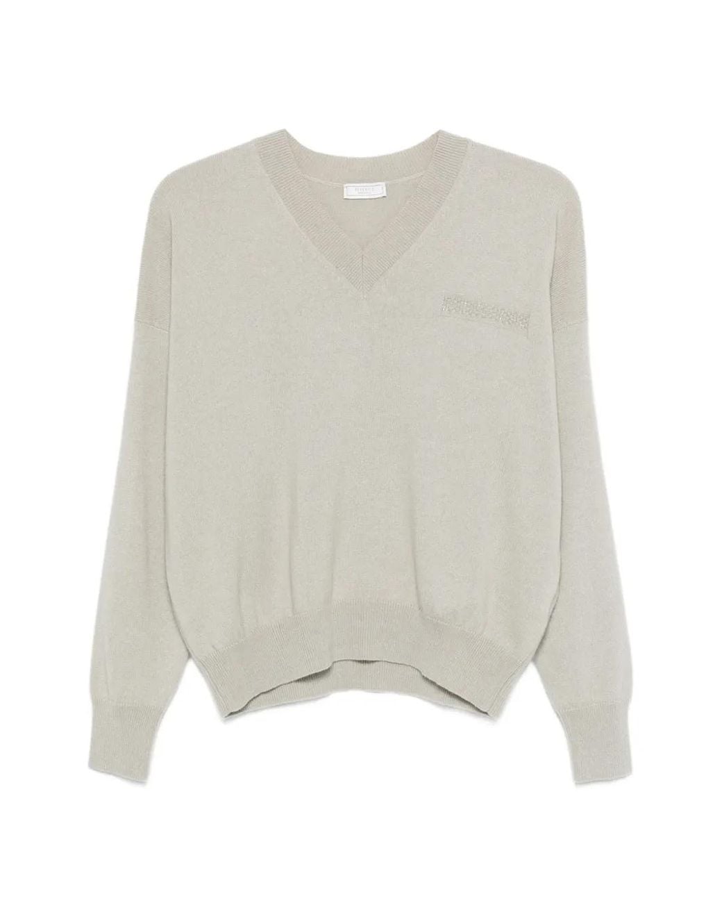 Peserico White Pull Brodées À Col V