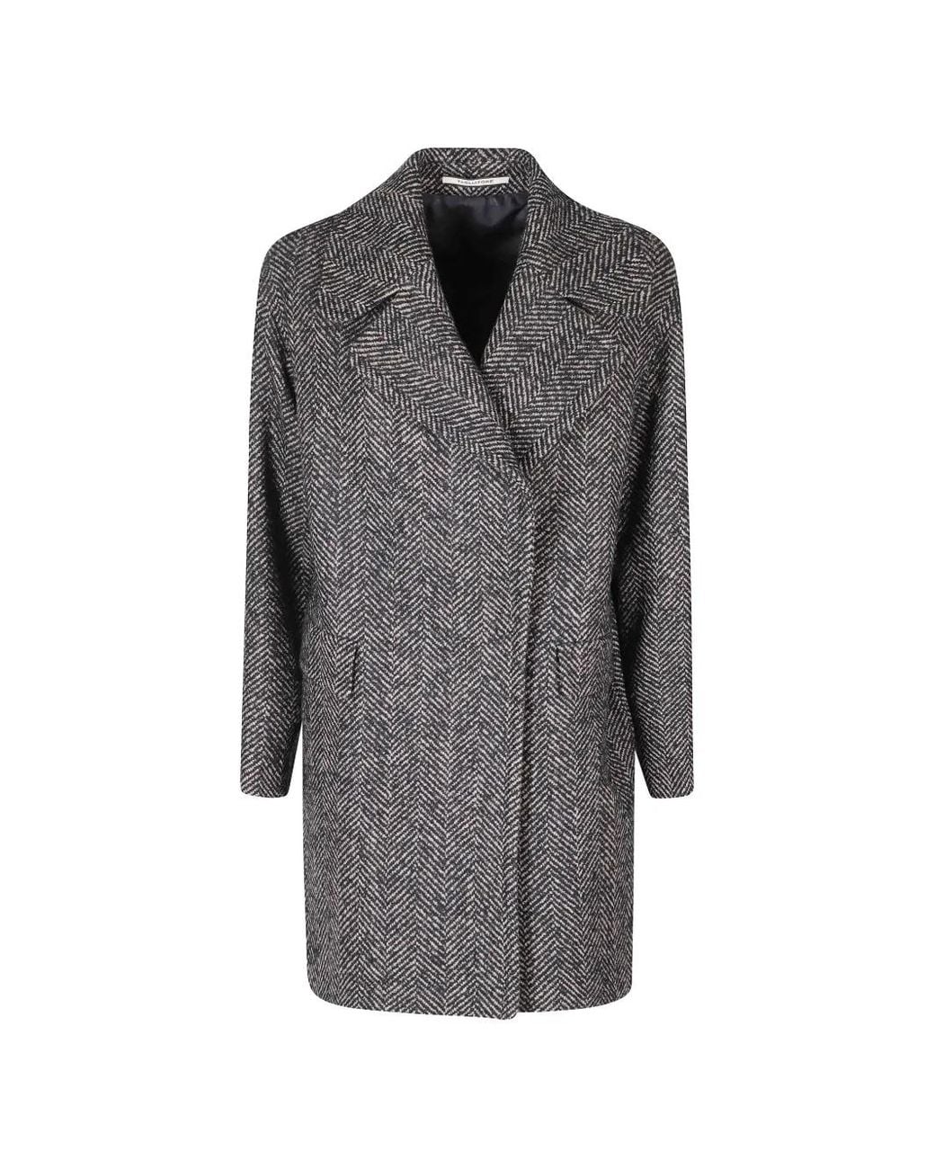 Tagliatore Gray Herringbone Coat