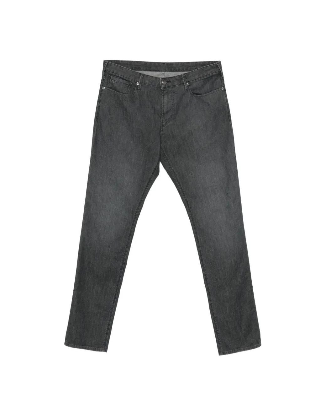 Emporio Armani Gray Logo-Plaque Jeans for men