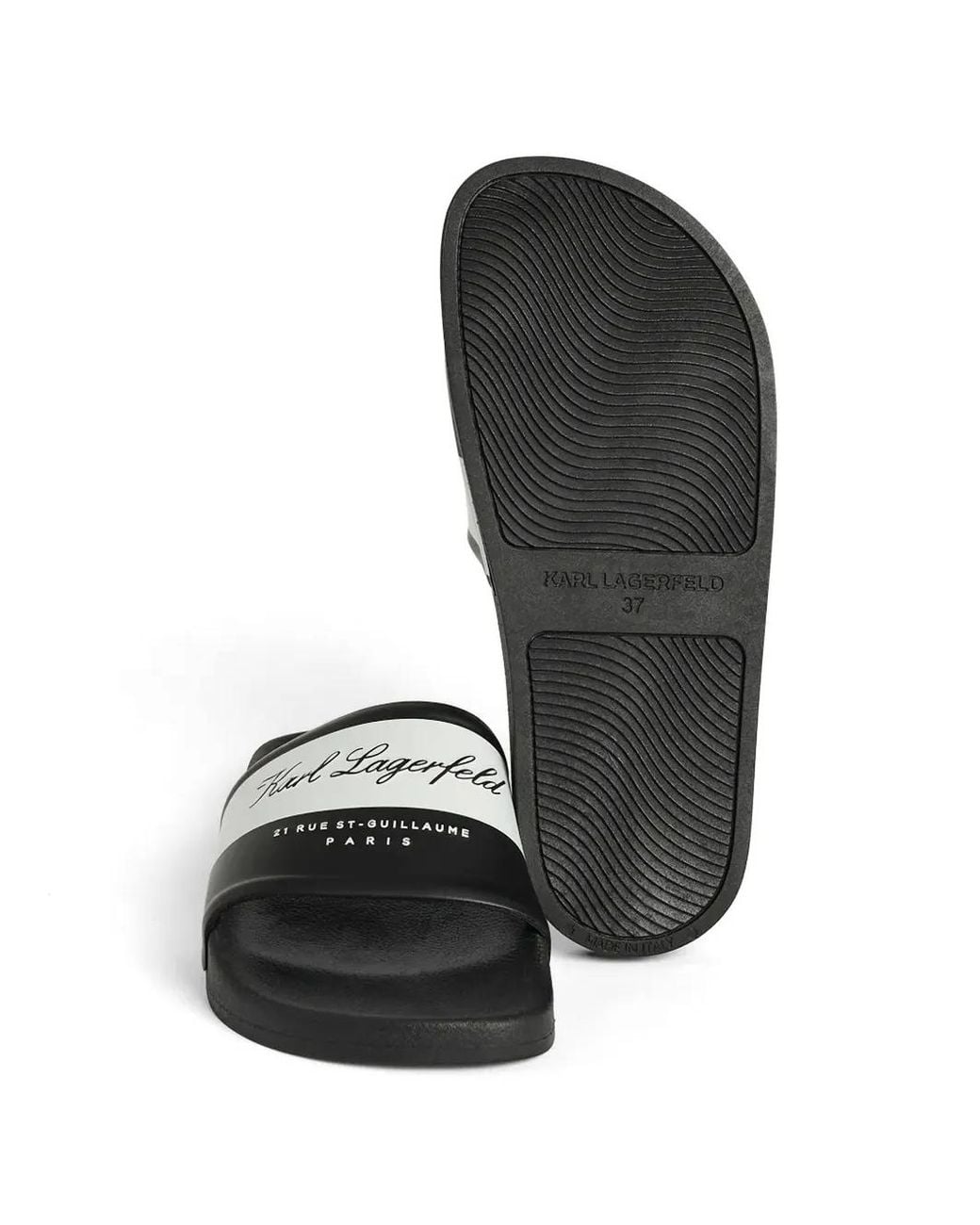 Karl Lagerfeld White Kondo 2.0 Logo-Print Slides