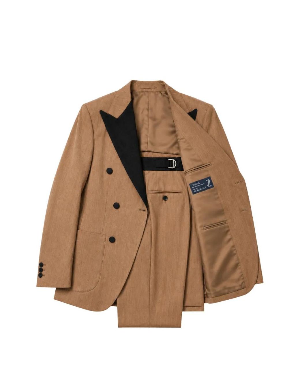 Franzese Collection Natural Chevron-Pattern Double-Breasted Suit for men