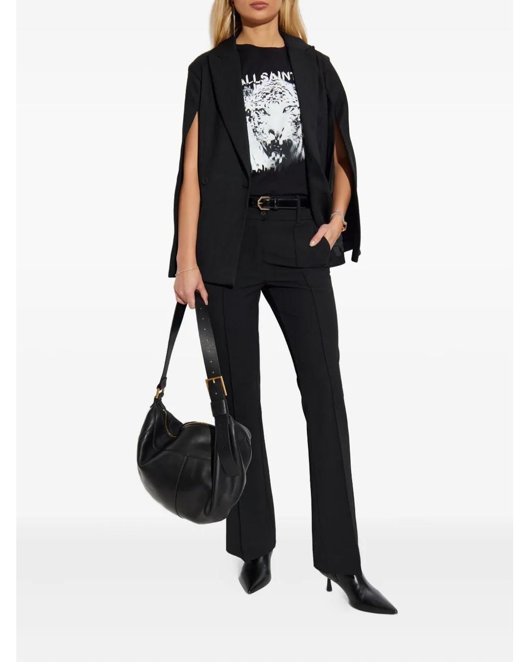 AllSaints Black Double-Breasted Blazer
