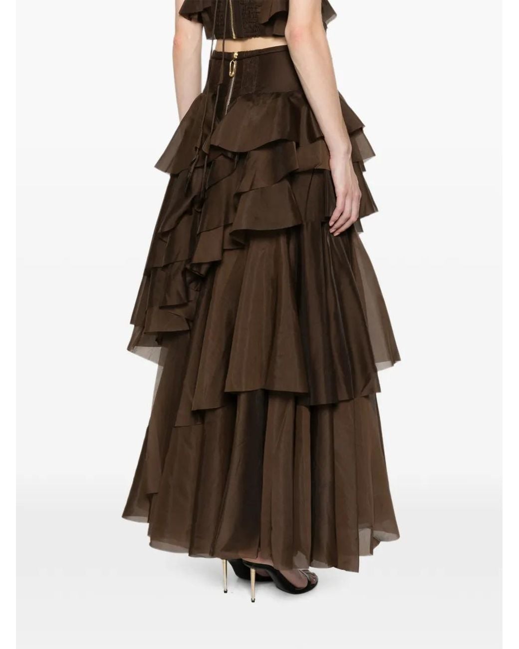 Aje. Brown Villa Maxi Skirt