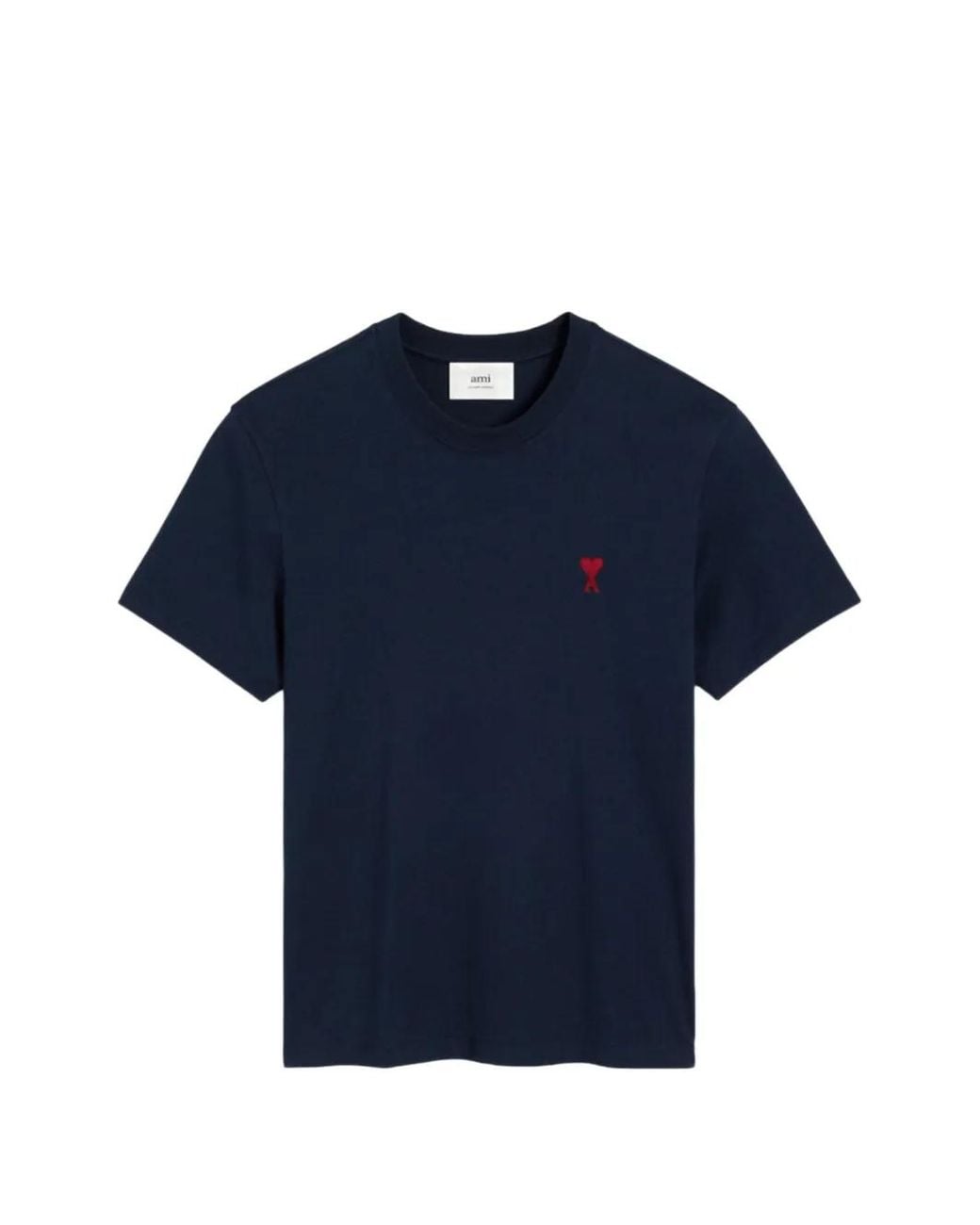AMI Blue Cotton T-Shirt With Ami De Coeur