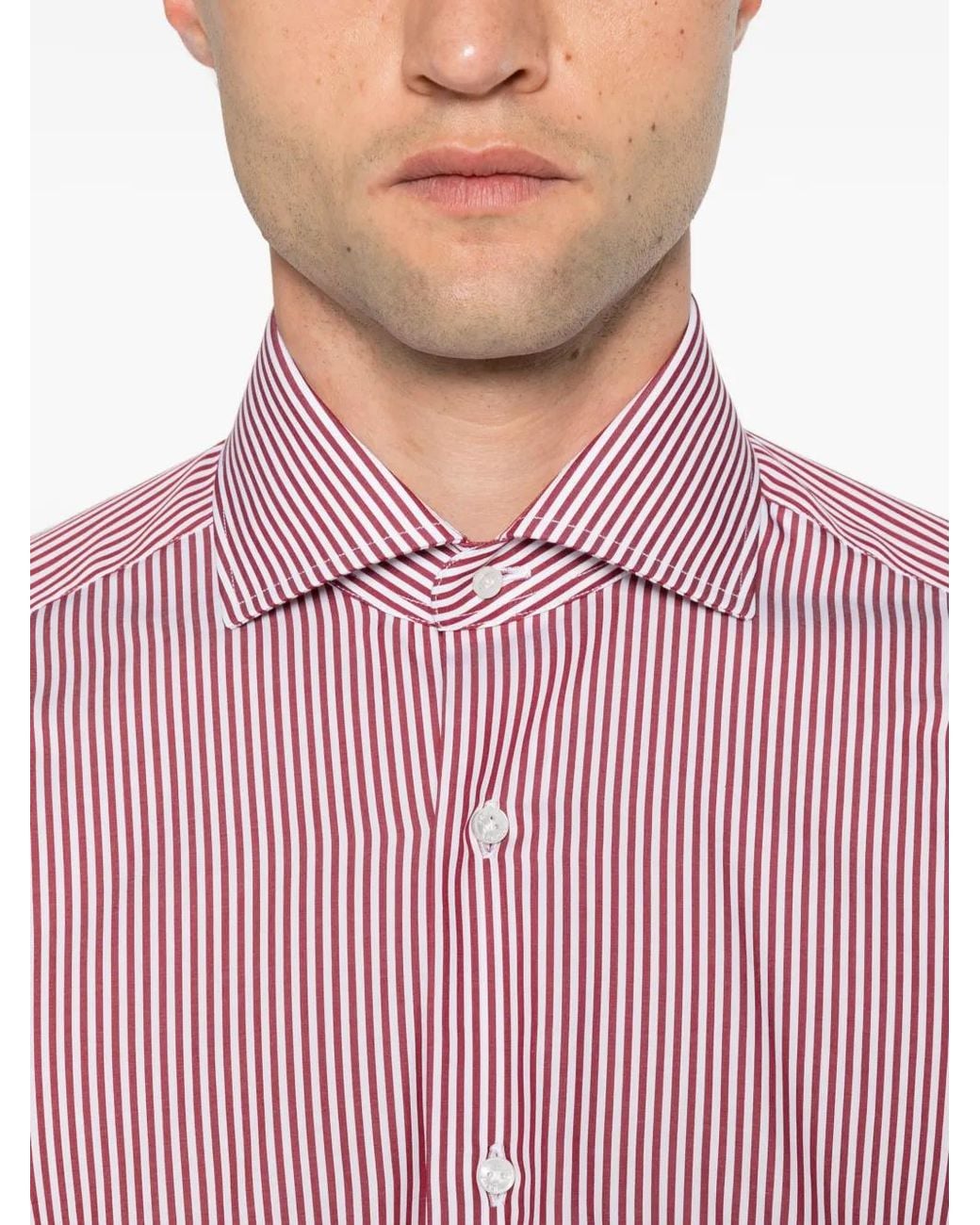 Barba Napoli Pink Chemise À Rayures Verticales for men