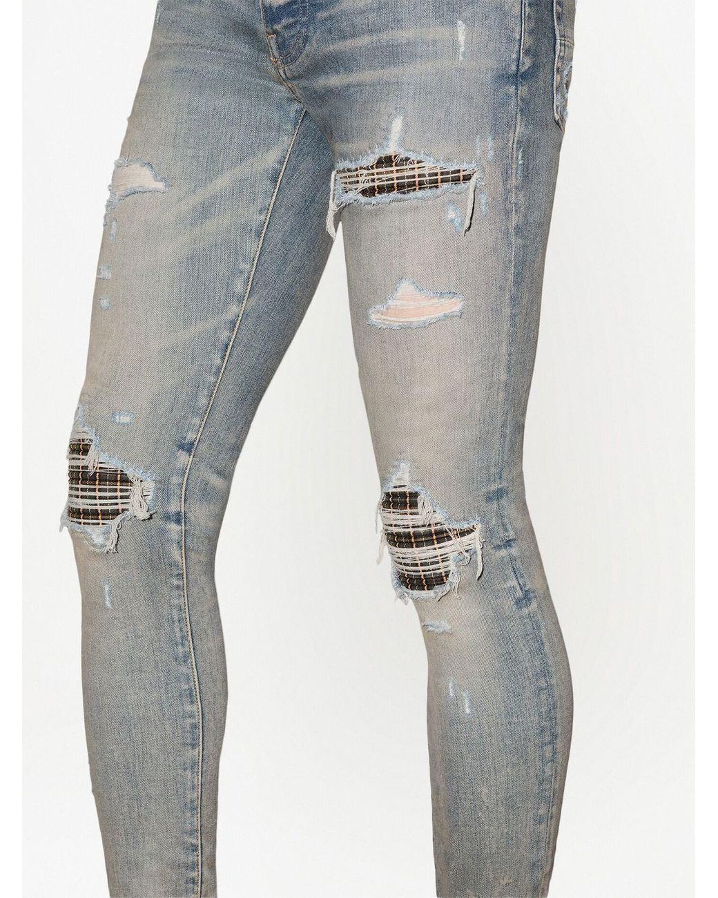 Amiri Neon Plaid Skinny Jeans in Blue for Men Lyst