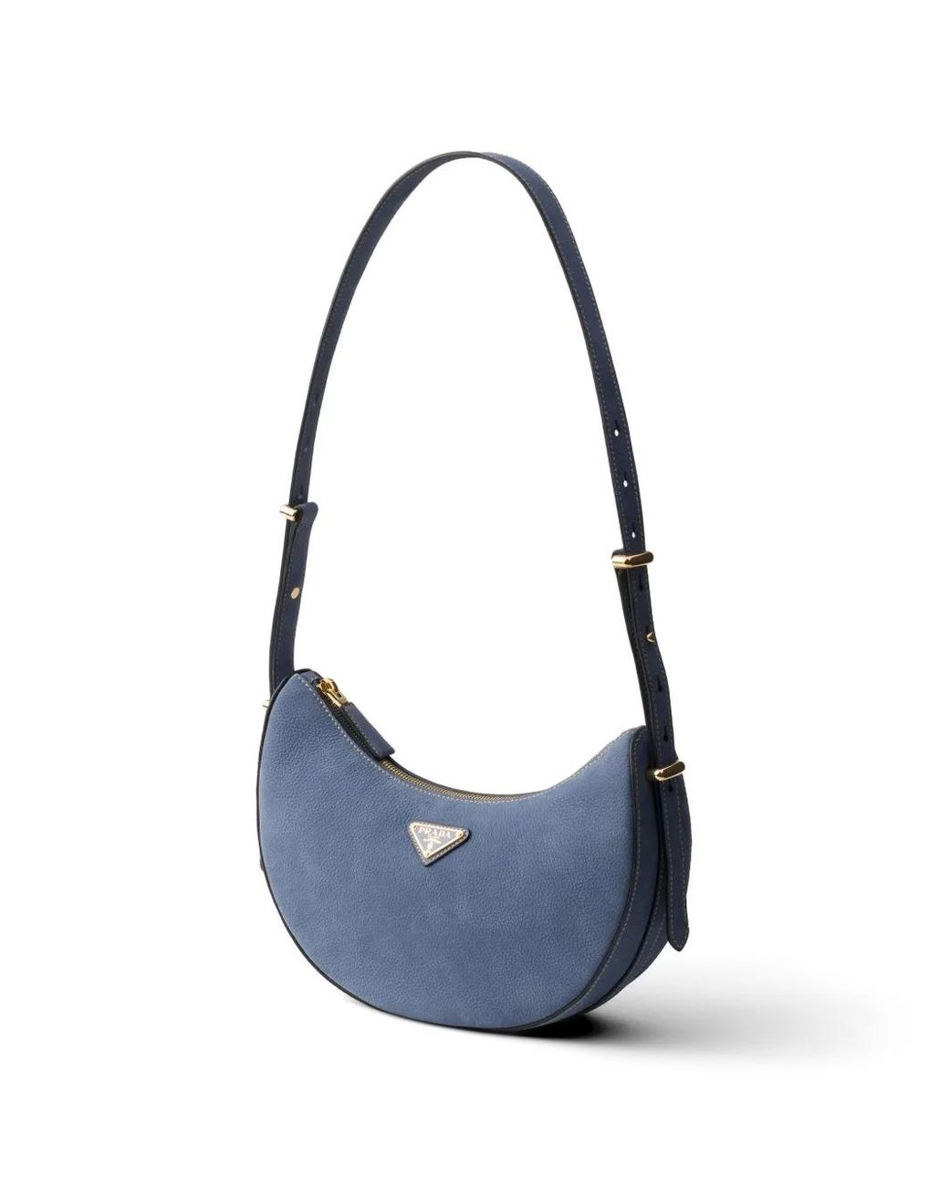 Prada Blue Arqué Small Nubuck Leather Bag