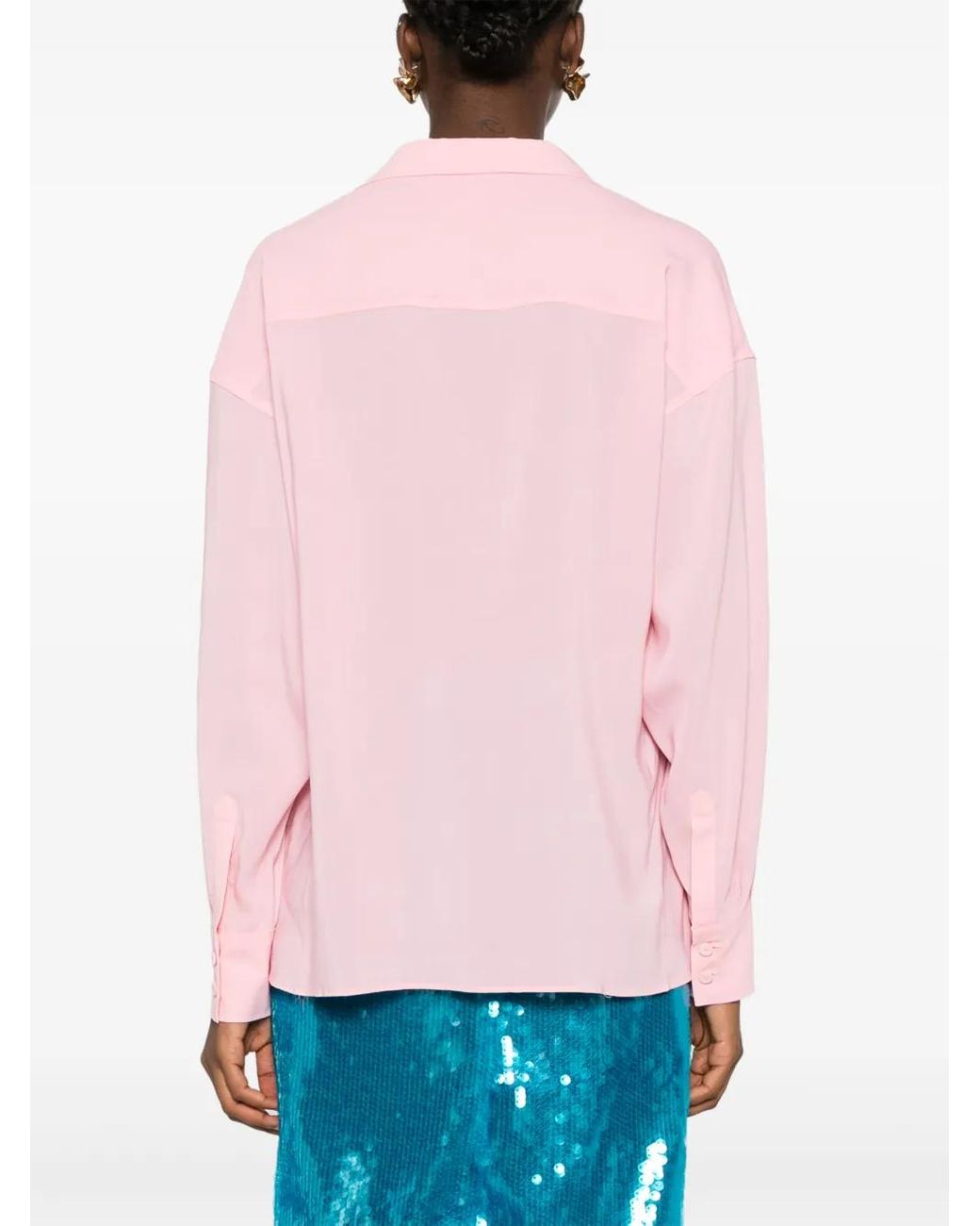 Philosophy Di Lorenzo Serafini Pink Crepe-Effect Texture Blouse