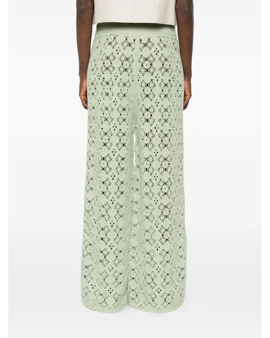 Bompard Green Crocheted Elasticated-Waist Trousers