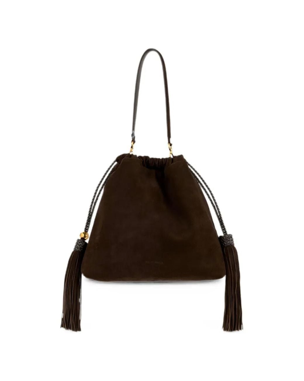 Etro Black Medium Suede Kalispera Bag With Patch And Tassels