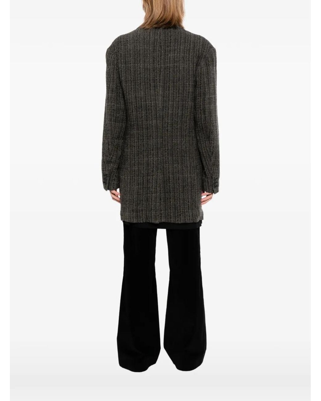 Yohji Yamamoto Gray Blazer En Cachemire À Chevrons for men