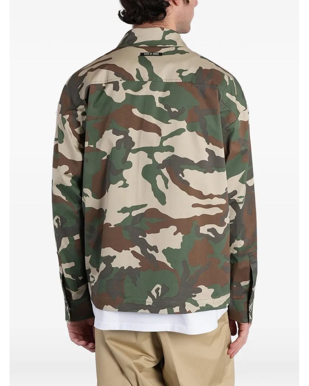 State of Order Gray Camouflage-Print Zip-Up Jacket for men