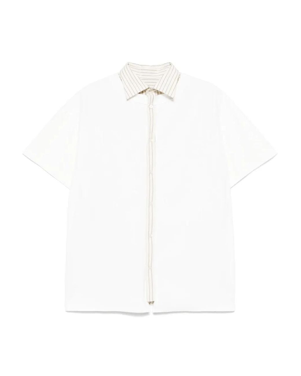 Maison Margiela White Short Sleeved Layered Cotton Shirt