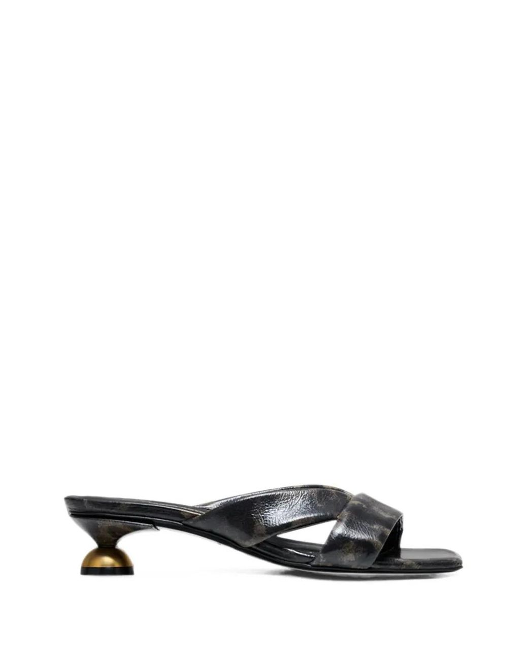 VANDA NOVAK White Mules En Cuir À Imprimé Léopard Mona