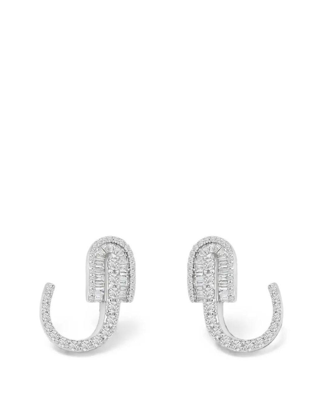 UNION LOS ANGELES White U Huggie Diamond Earrings