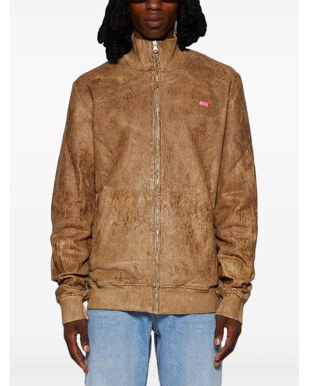 DIESEL Brown S-Nyce Logo-Patch Bomber Jacket for men