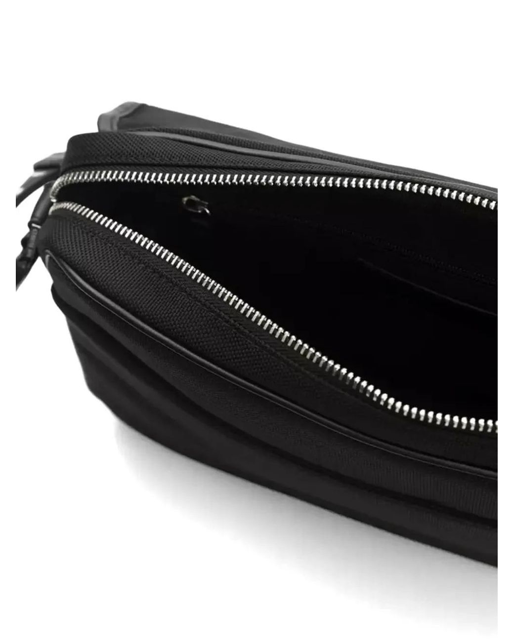 Cerruti 1881 Black Logo-Print Foldover Messenger Bag for men