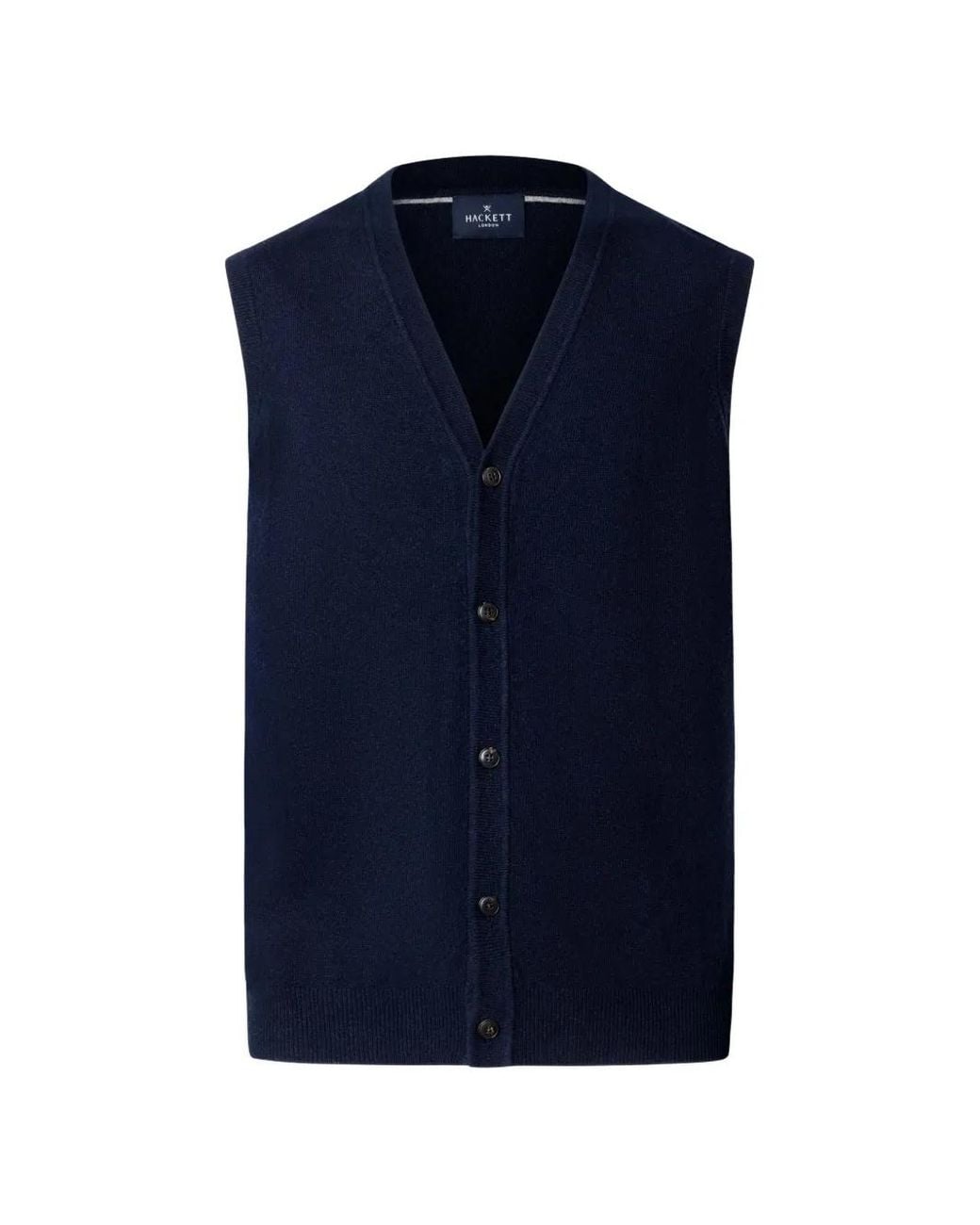 Hackett Blue Button-Up Knitted Vest for men
