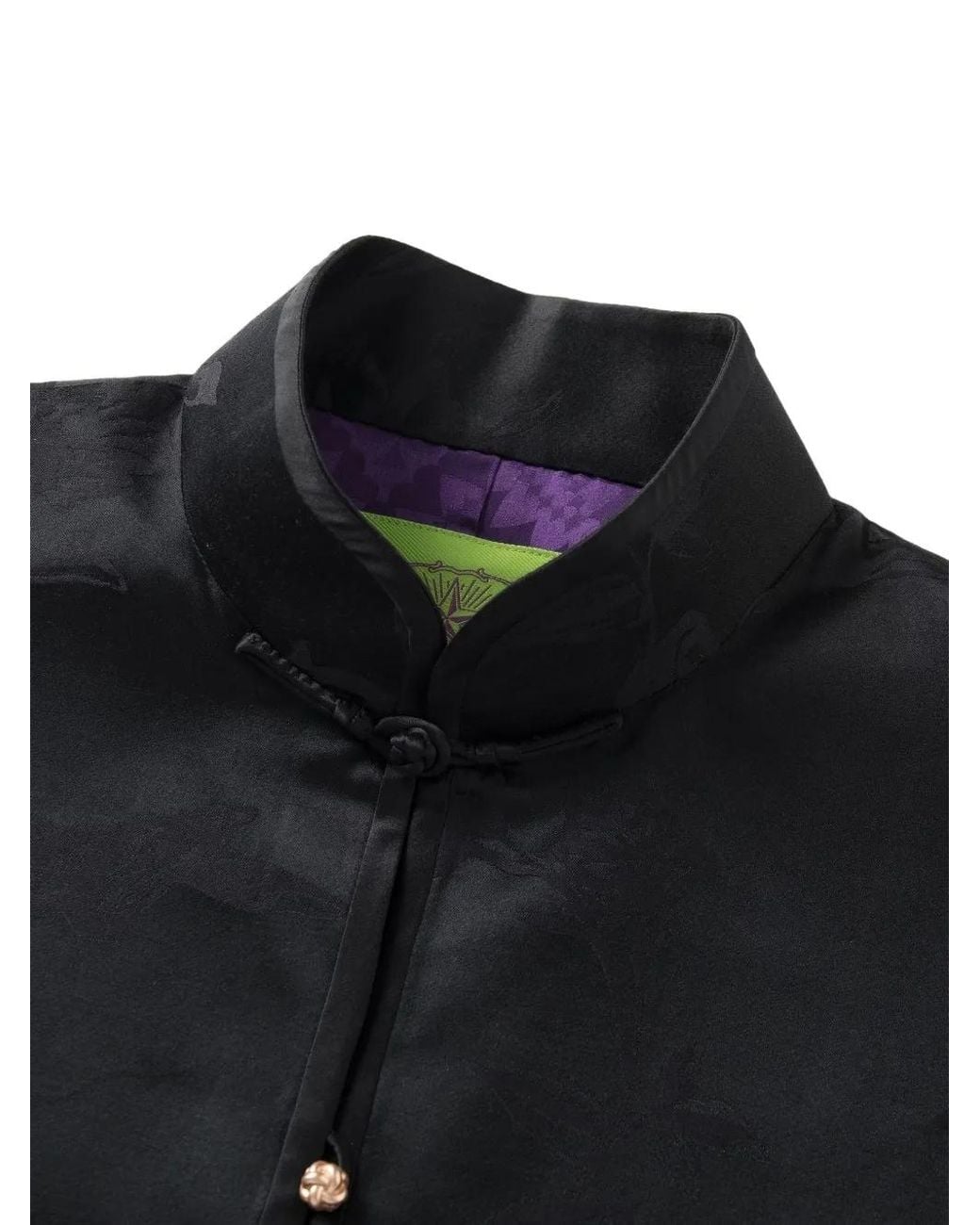 Shanghai Tang Black Floral-Jacquard Cape Jacket