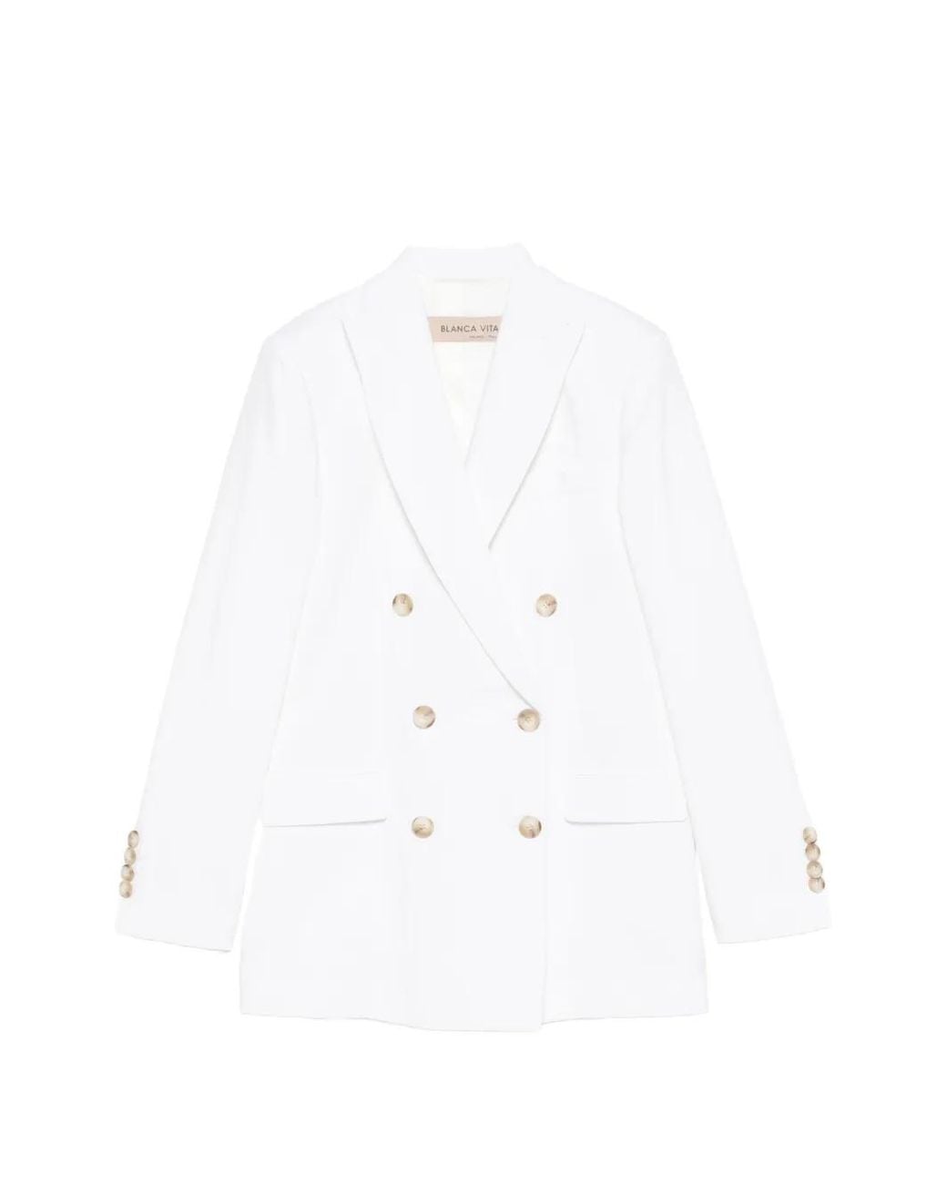 Blanca Vita White Blazer À Boutonnière Croisée