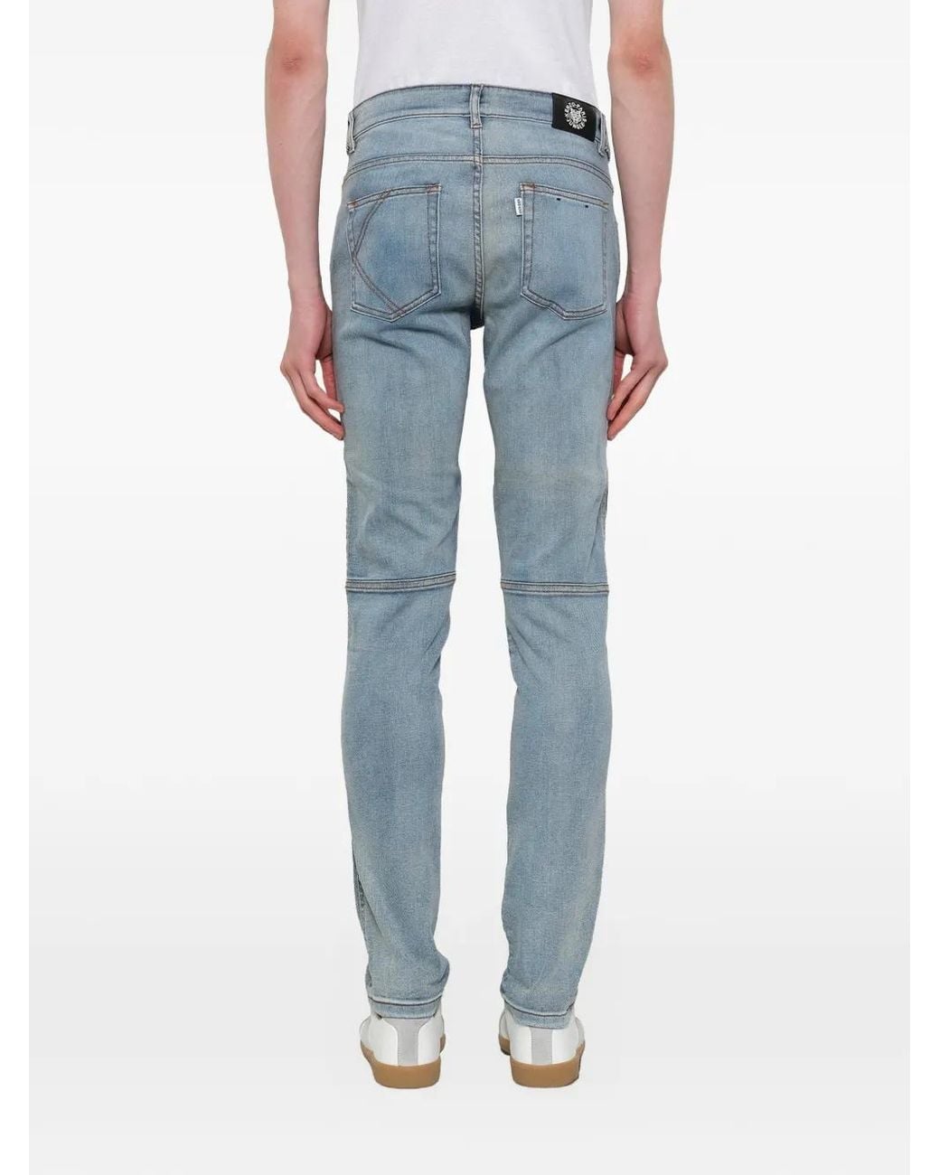 KENZO Blue Ribbed-Panel Slim-Fit Jeans for men