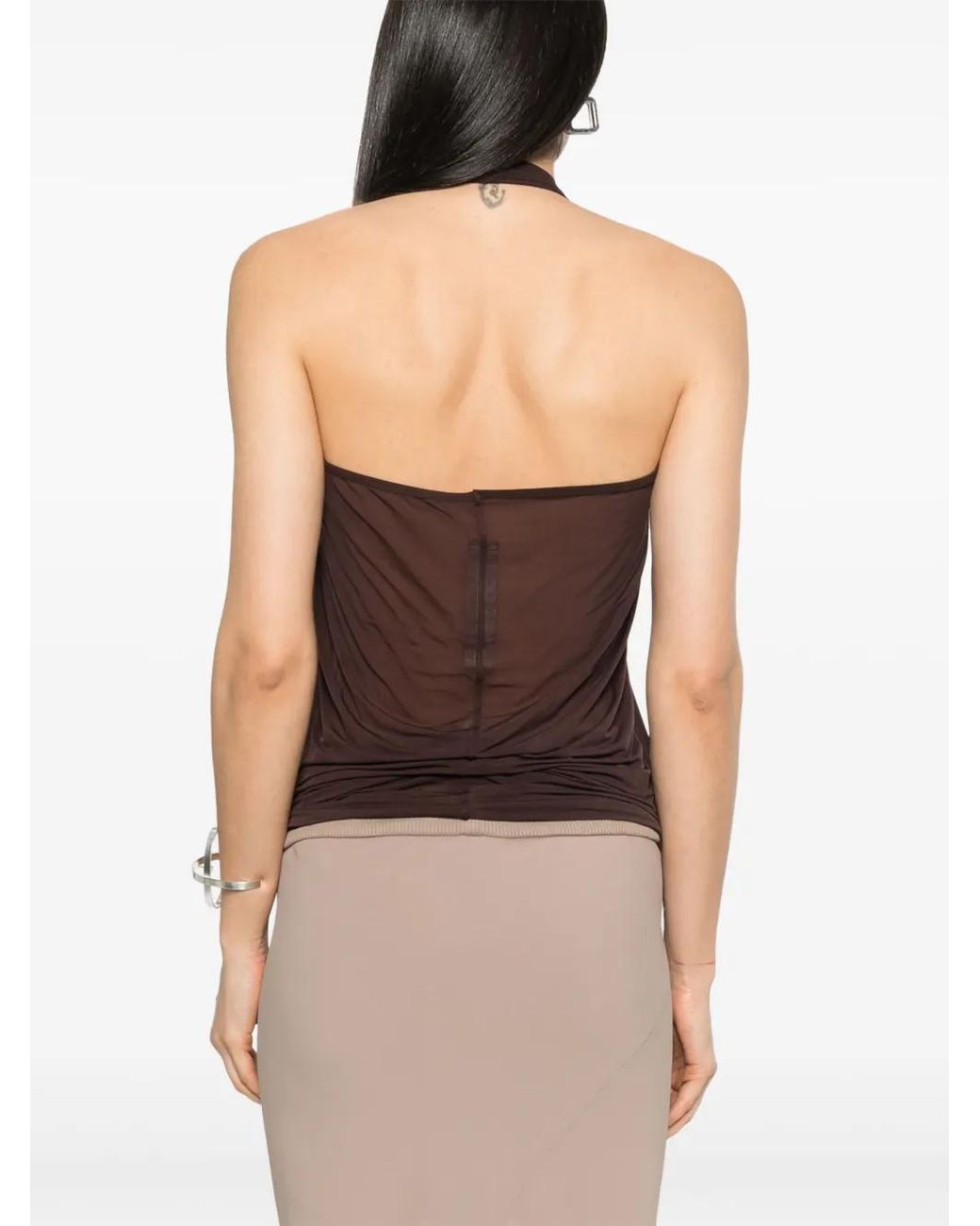 Rick Owens Brown Halter T Top