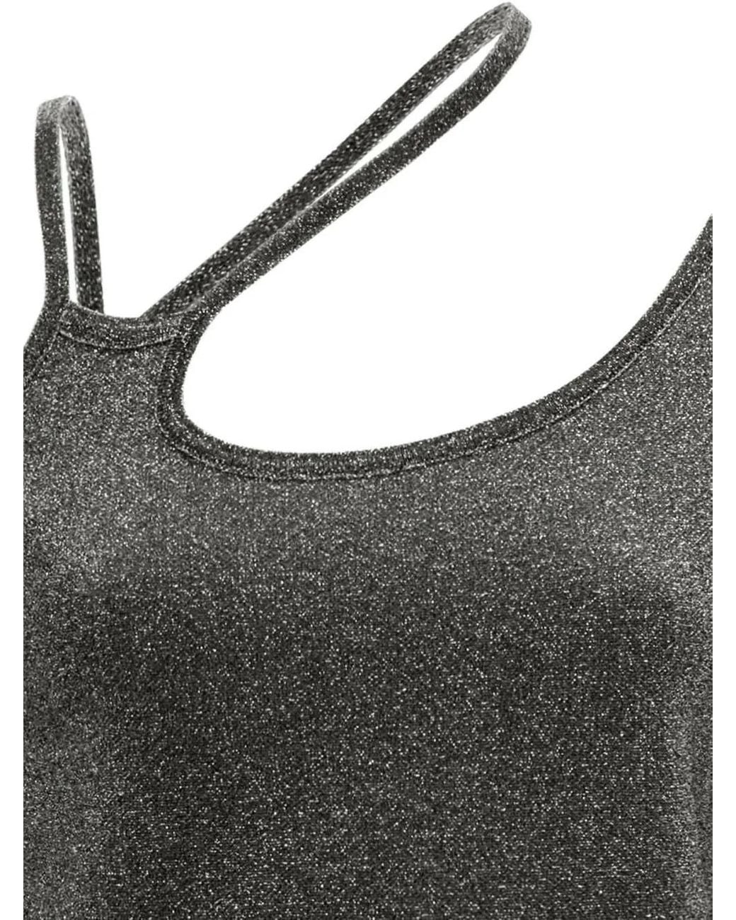 J.W. Anderson Black Cut-Out Metallic Asymmetric Top