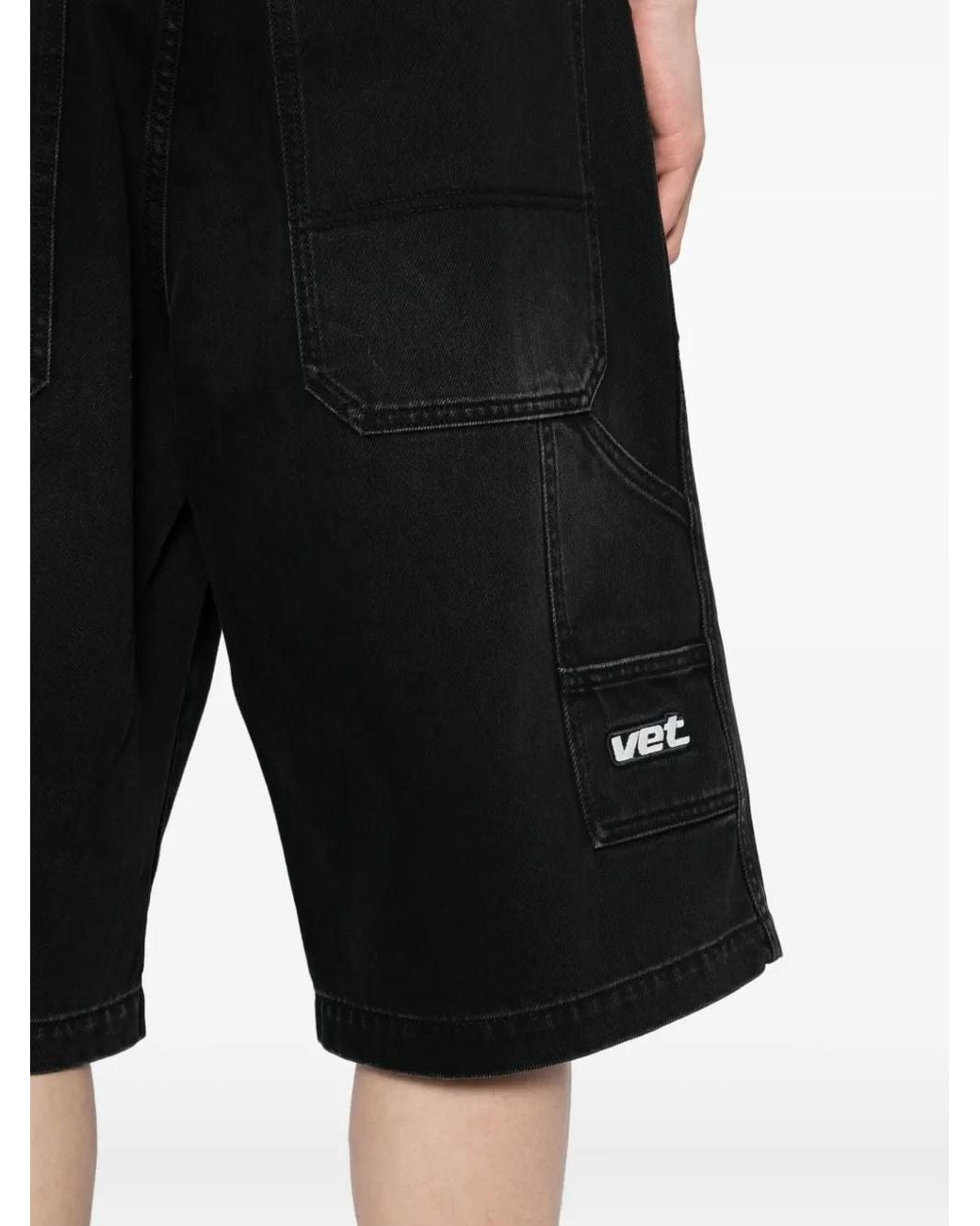 Vetements Black Ausgeblichene Jeans-Shorts