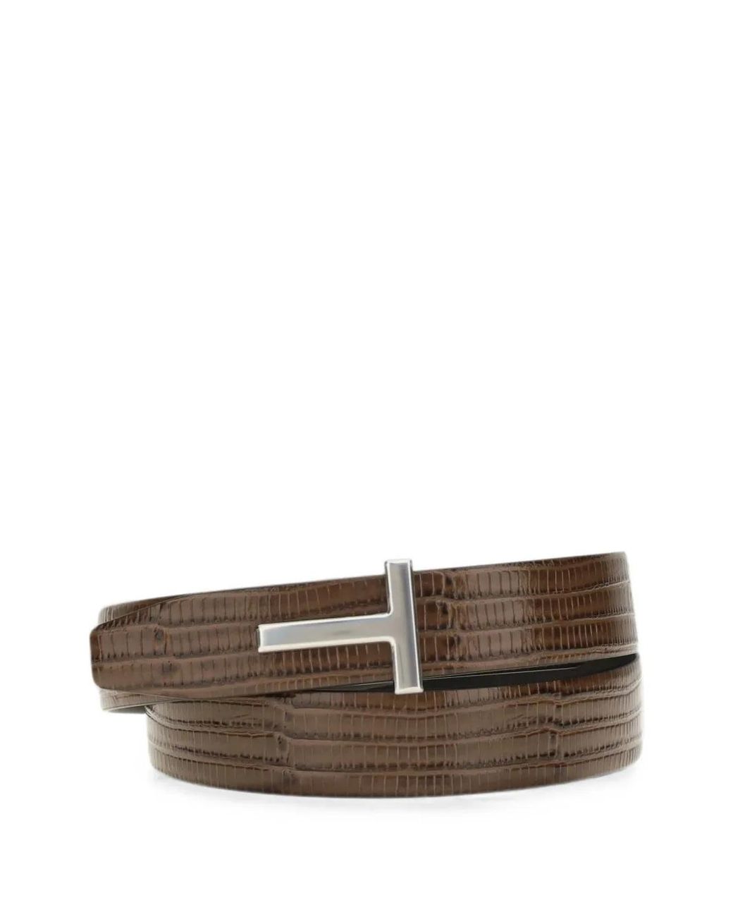 Tom Ford Brown Reversible T Buckle Belt for men