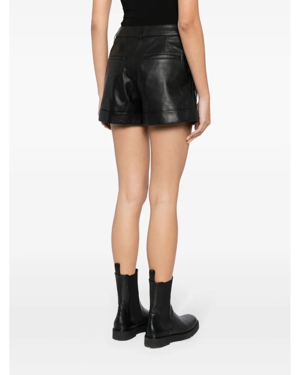 Yves Salomon Black Leather Shorts