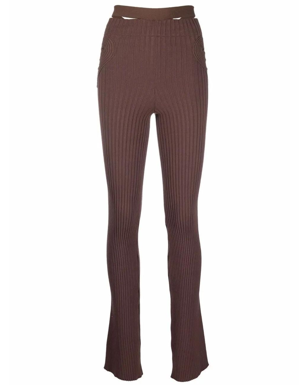 ANDREADAMO Purple Ribbed-Knit Flared Trousers