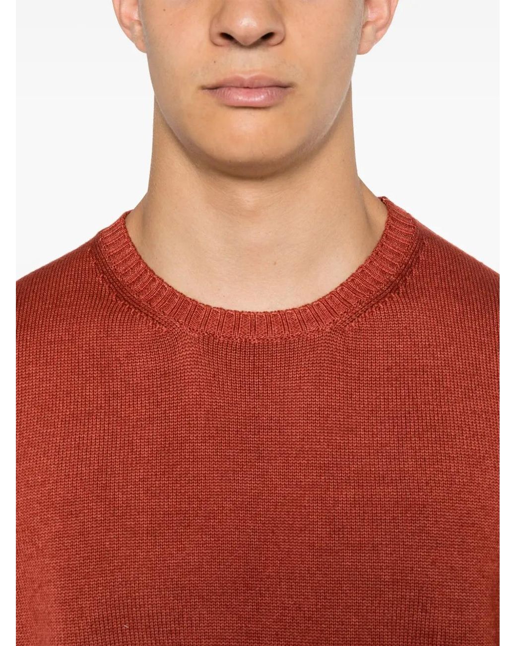 Fedeli Red Merino-Wool Sweater for men