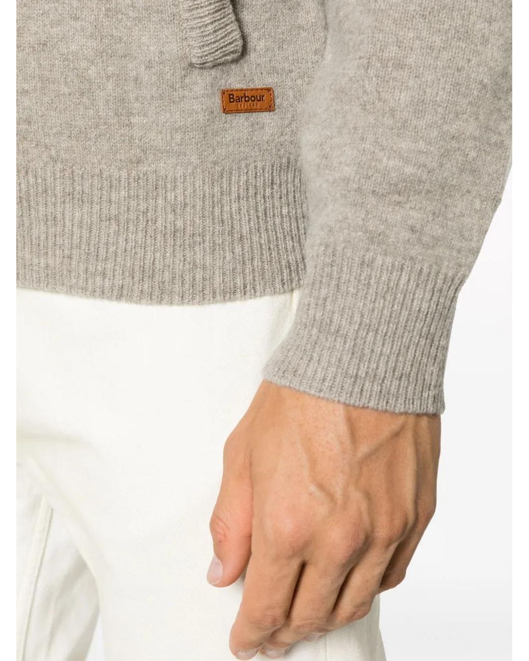 Barbour Gray Elbow-Patch Button-Up Cardigan for men