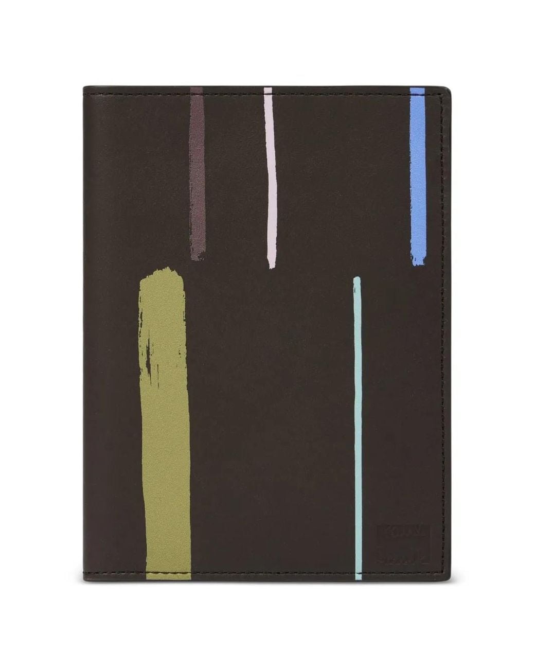 Paul Smith Black Painted Stripe' Leather Passport Cover for men