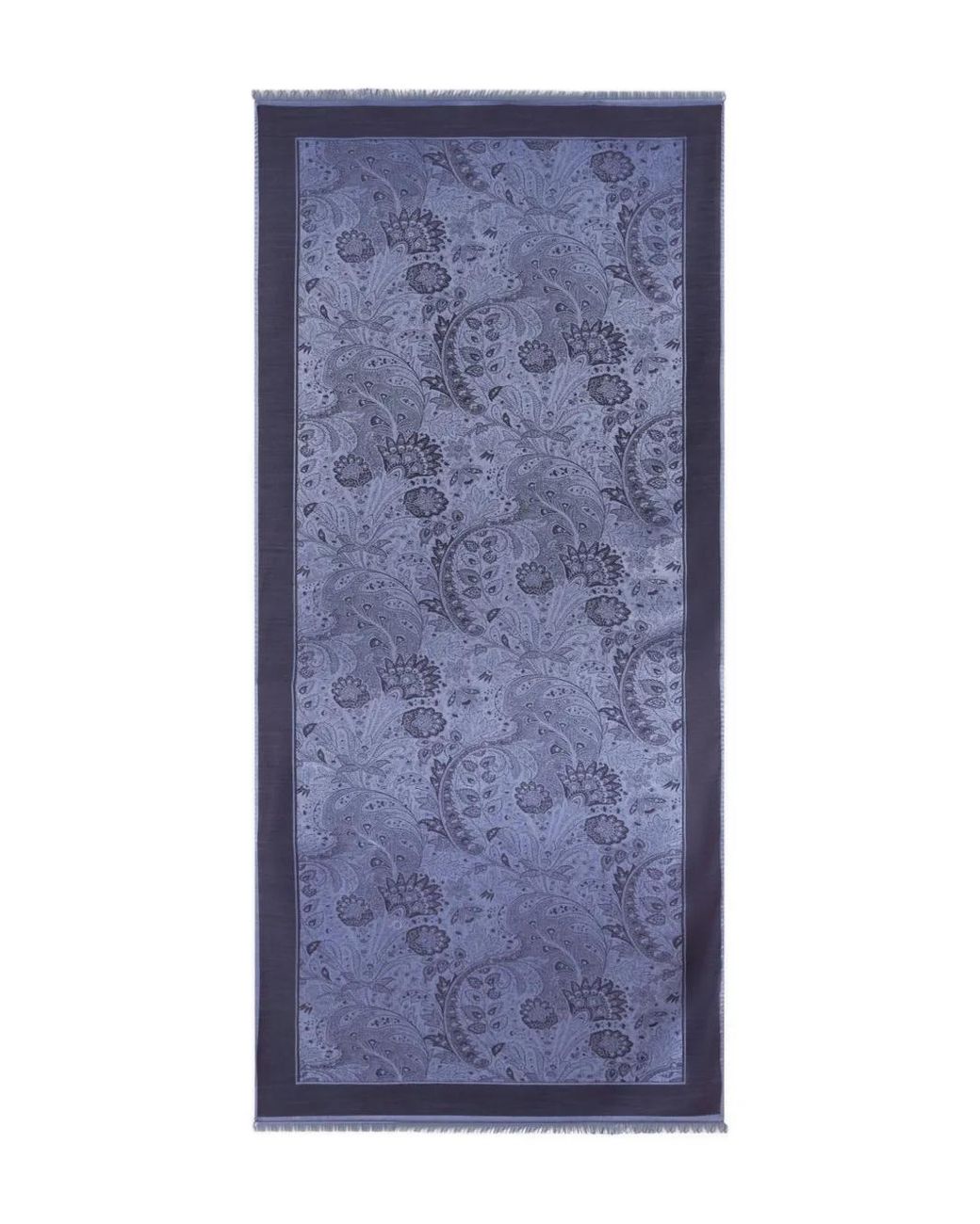 Etro Blue Floral Paisley-Motif Jacquard Scarf for men