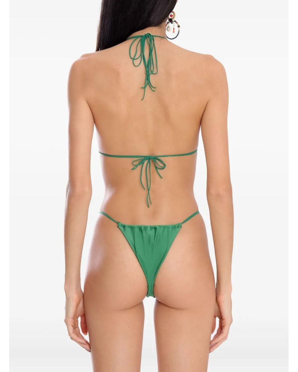 Bikini Triangular Con Cierre De Lazo Amir Slama de color Green