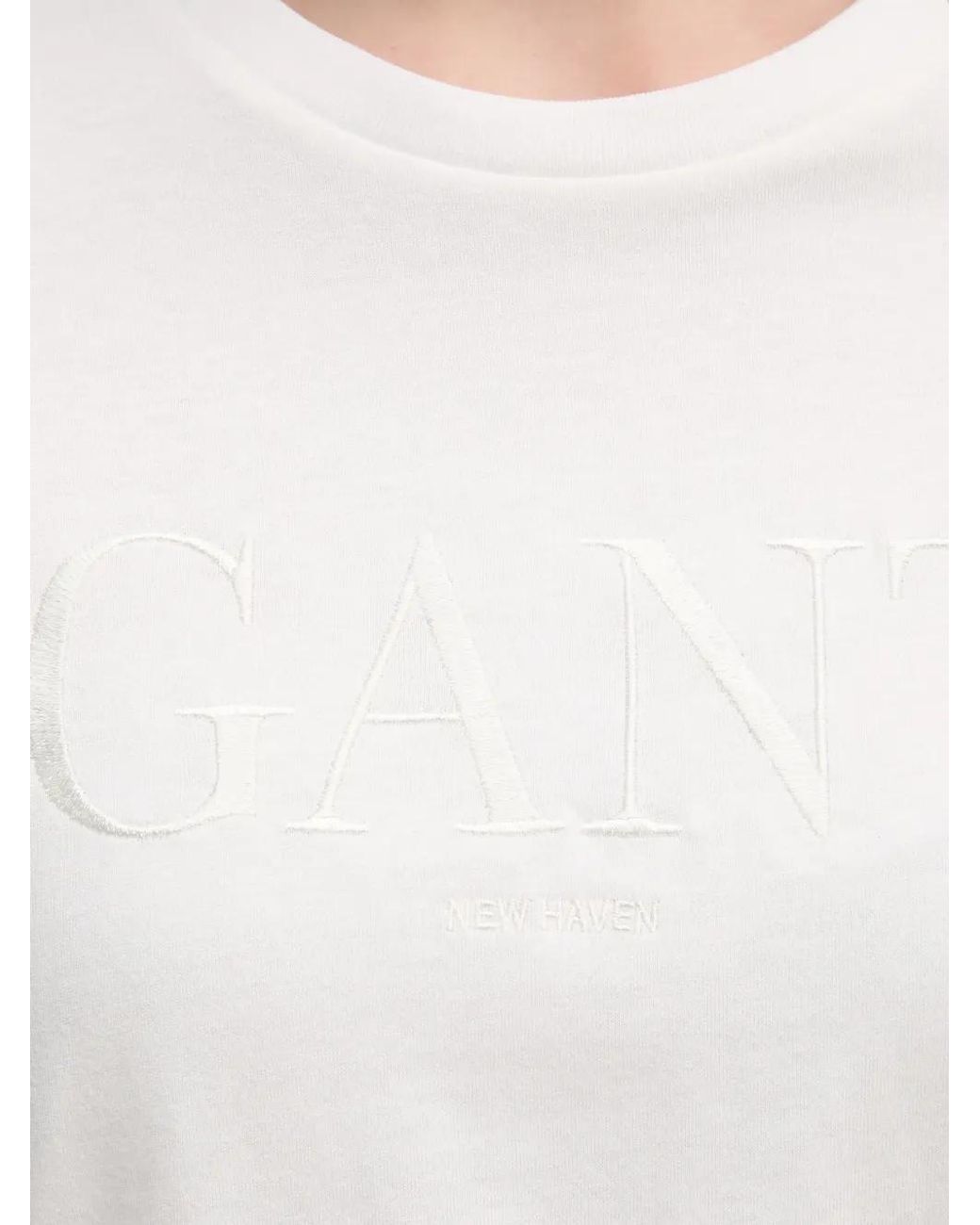 Gant White Embroidered-Logo T-Shirt