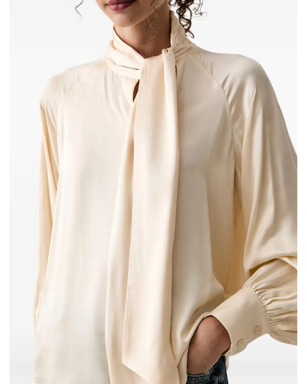 Liu Jo Natural Satin Blouse With Bow